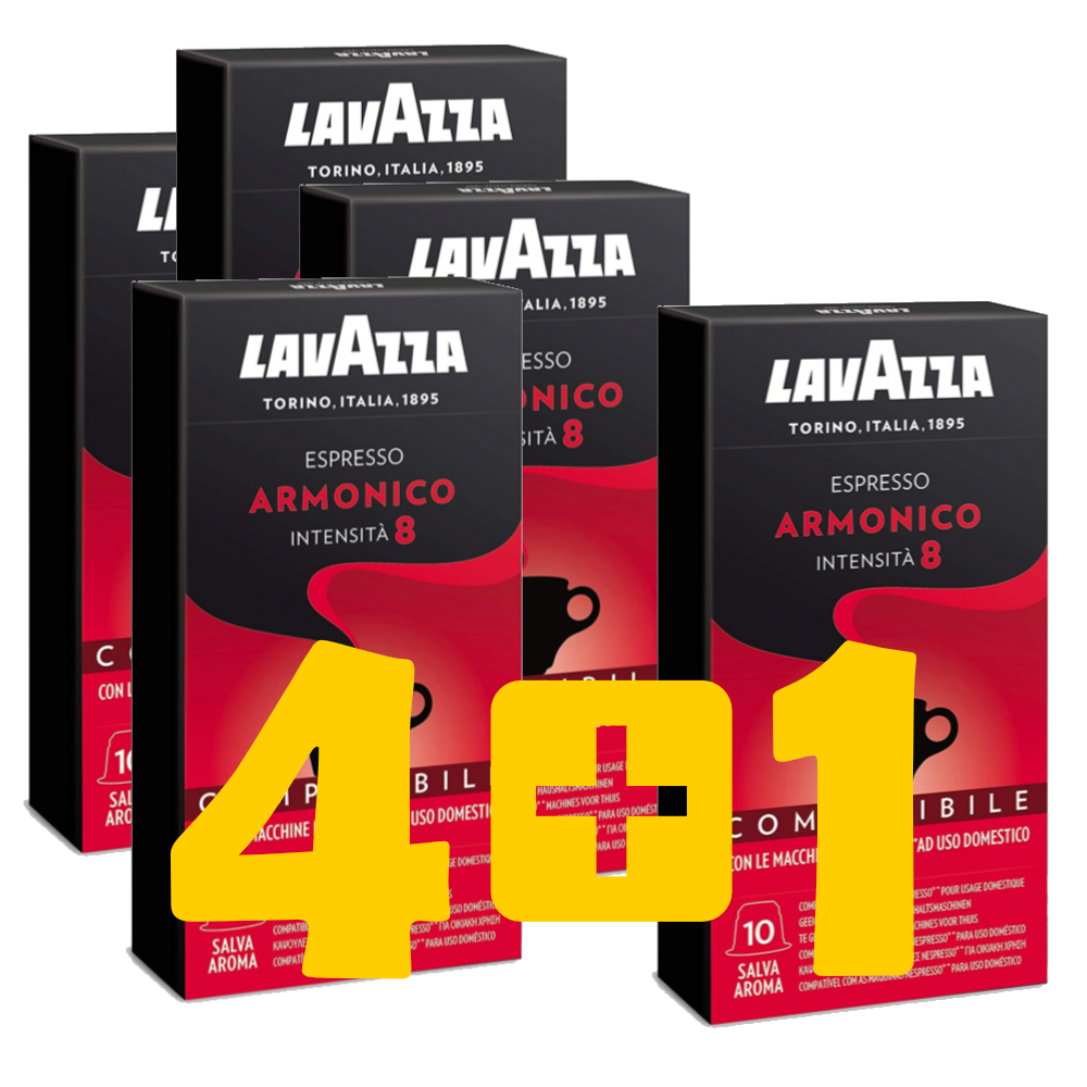 Pachet 4 plus 1 gratis 50 Capsule Lavazza Armonico compatibil Nespresso